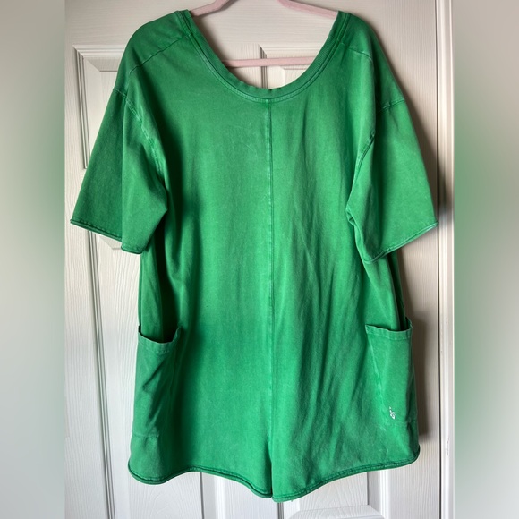 Free People Tops - Free People Hot Shot Tee Romper in Green Sheen size Large